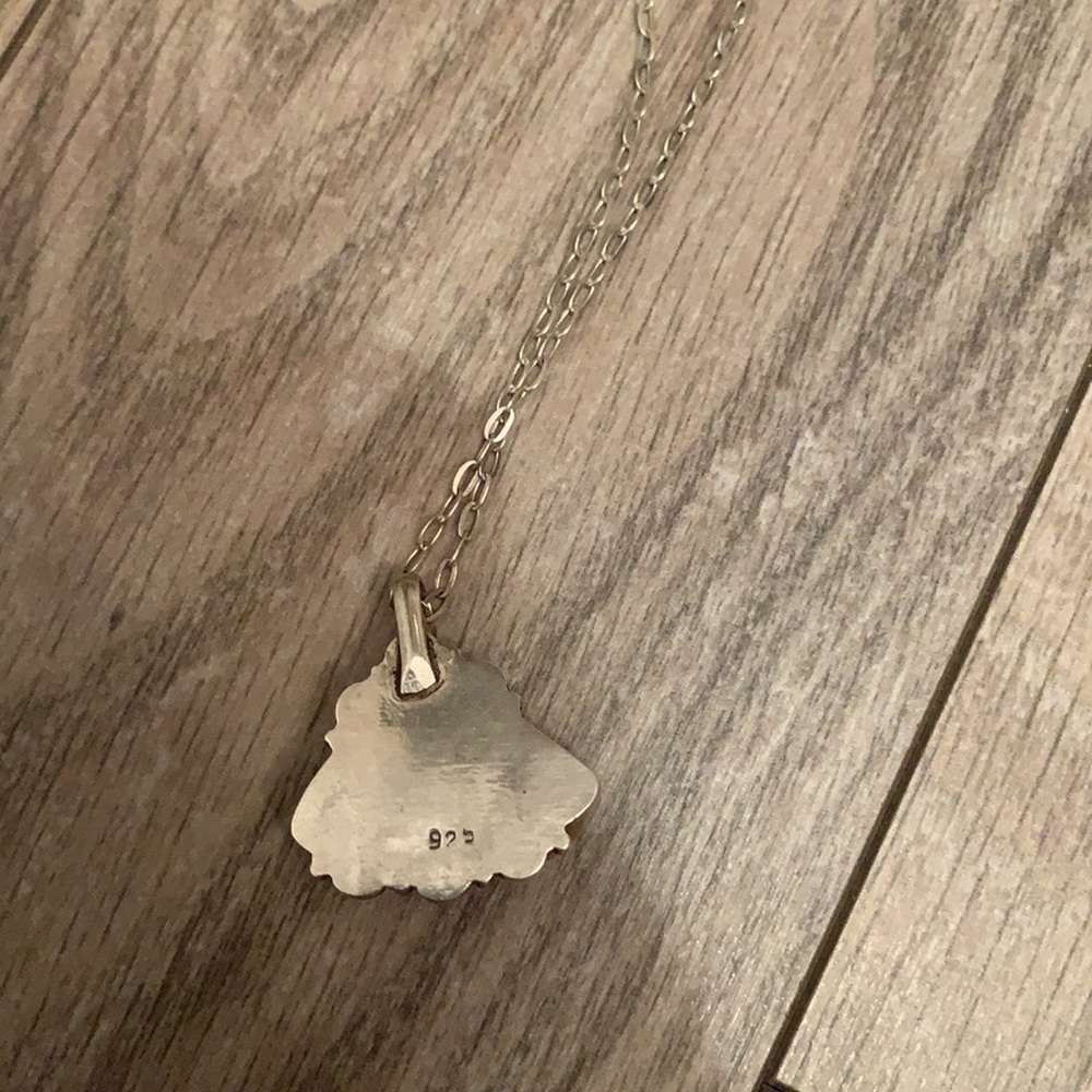 Silver Triangle Stone Necklace - Picture 7 of 7